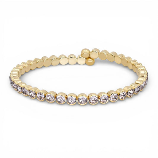 Champagne Clear Crystals Yellow Gold Cuff