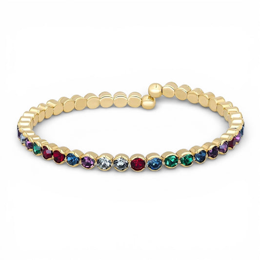 Multicolor Crystals Yellow Gold Cuff