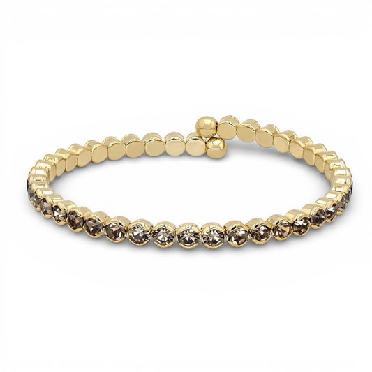 Smoky Brown Crystals Yellow Gold Cuff