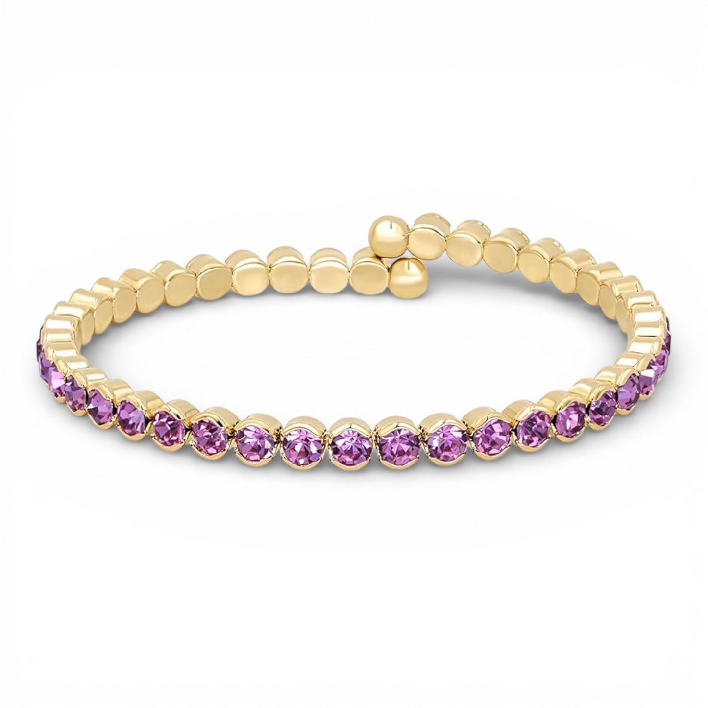 Blush Pink Crystals Yellow Gold Cuff