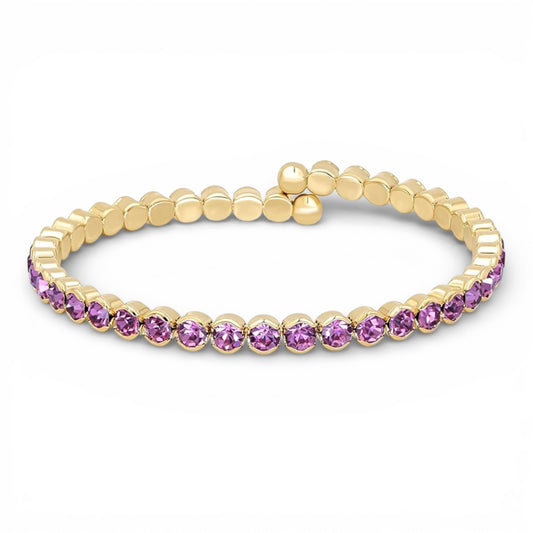 Blush Pink Crystals Yellow Gold Cuff