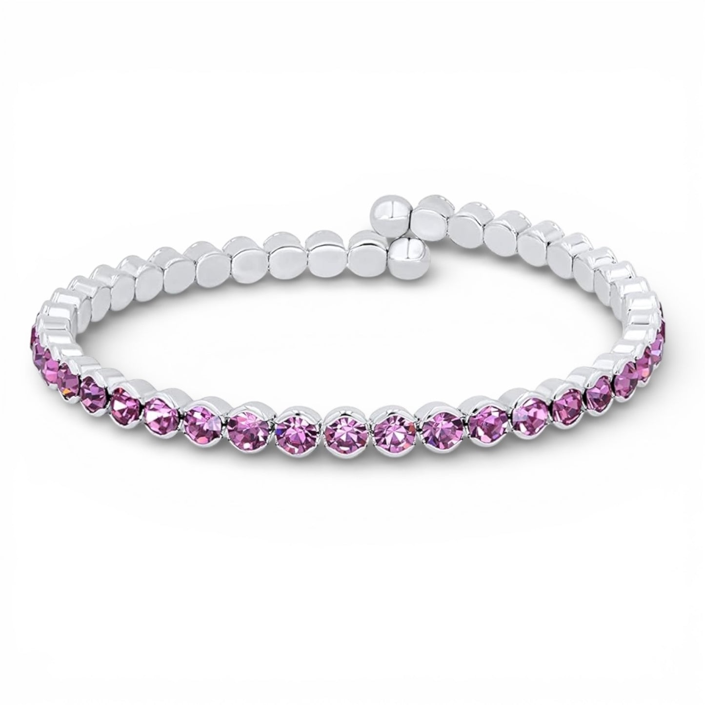 Blush Pink Crystals Rhodium Plated Cuff