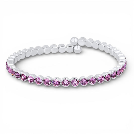 Blush Pink Crystals Rhodium Plated Cuff
