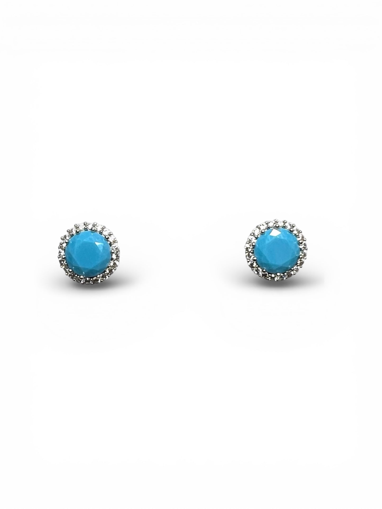 Tanzanite-colored Halo Cubic Earrings
