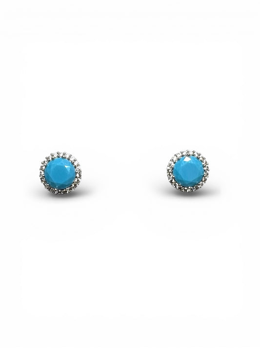 Tanzanite-colored Halo Cubic Earrings