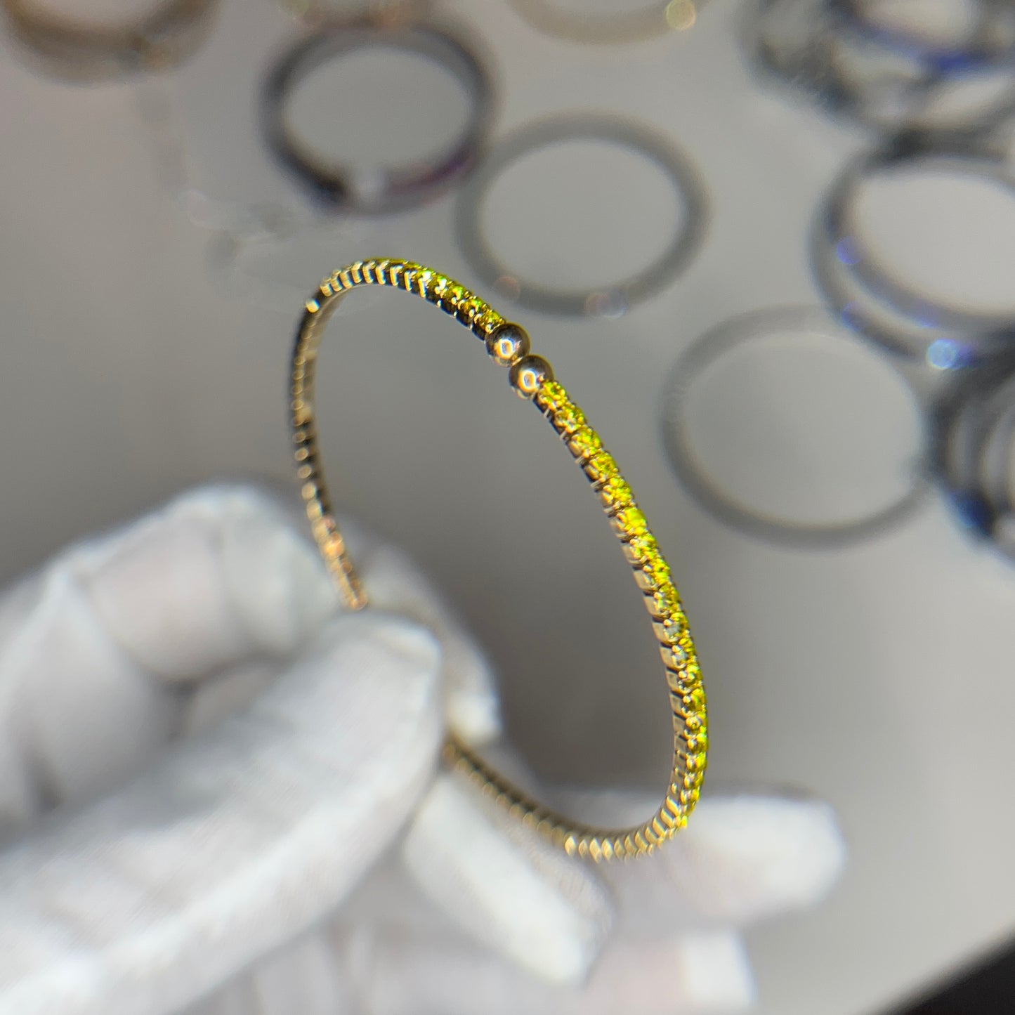 Zesty Lemon Crystals Yellow Gold Slim Cuff