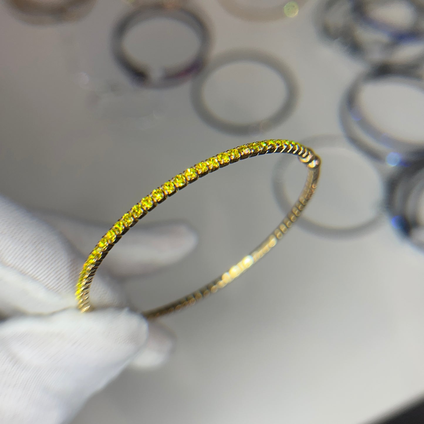 Zesty Lemon Crystals Yellow Gold Slim Cuff