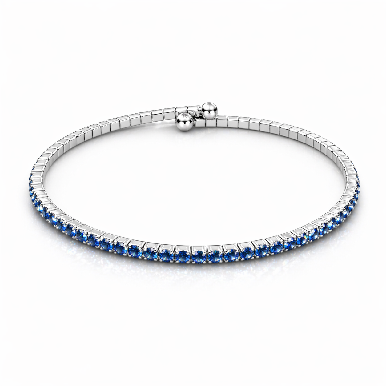 Denim Blue Crystal Rhodium Plated Slim Cuff
