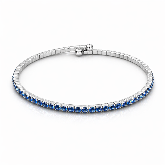Denim Blue Crystal Rhodium Plated Slim Cuff