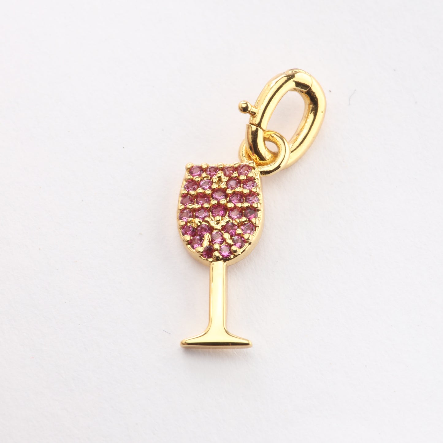 CZ Red Wine Glass Charm