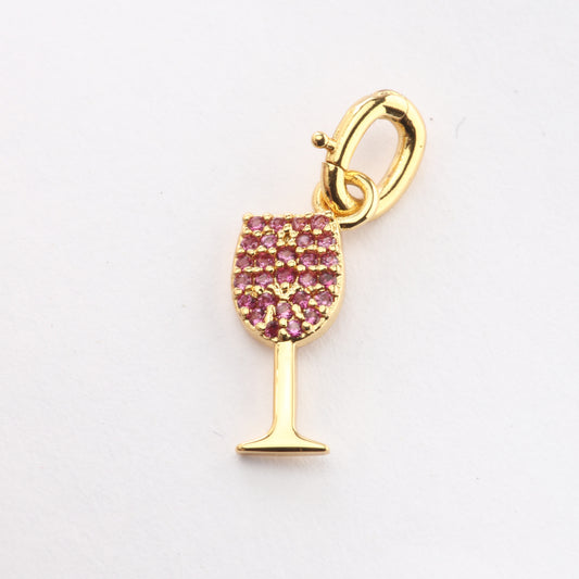 CZ Red Wine Glass Charm