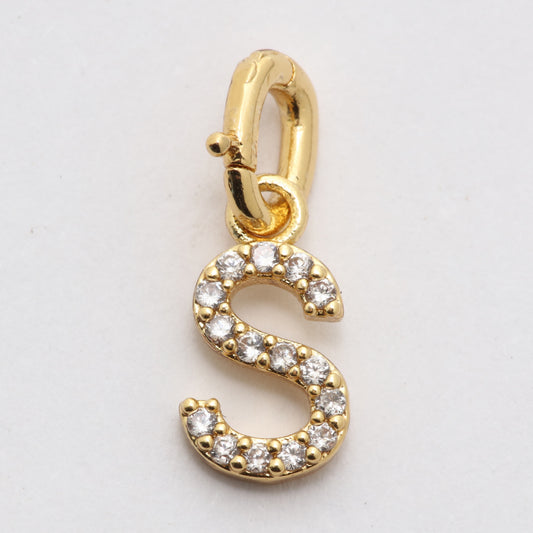 CZ Alphabet “S” Charm