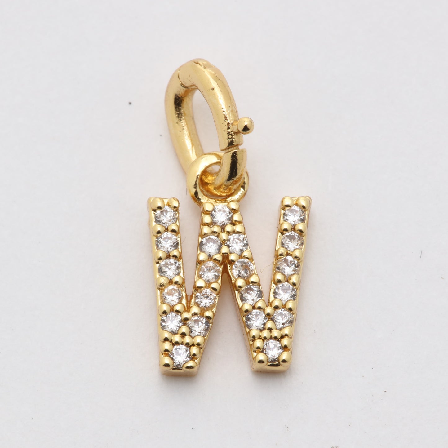 CZ Alphabet “W” Charm