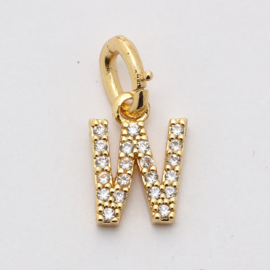 CZ Alphabet “W” Charm