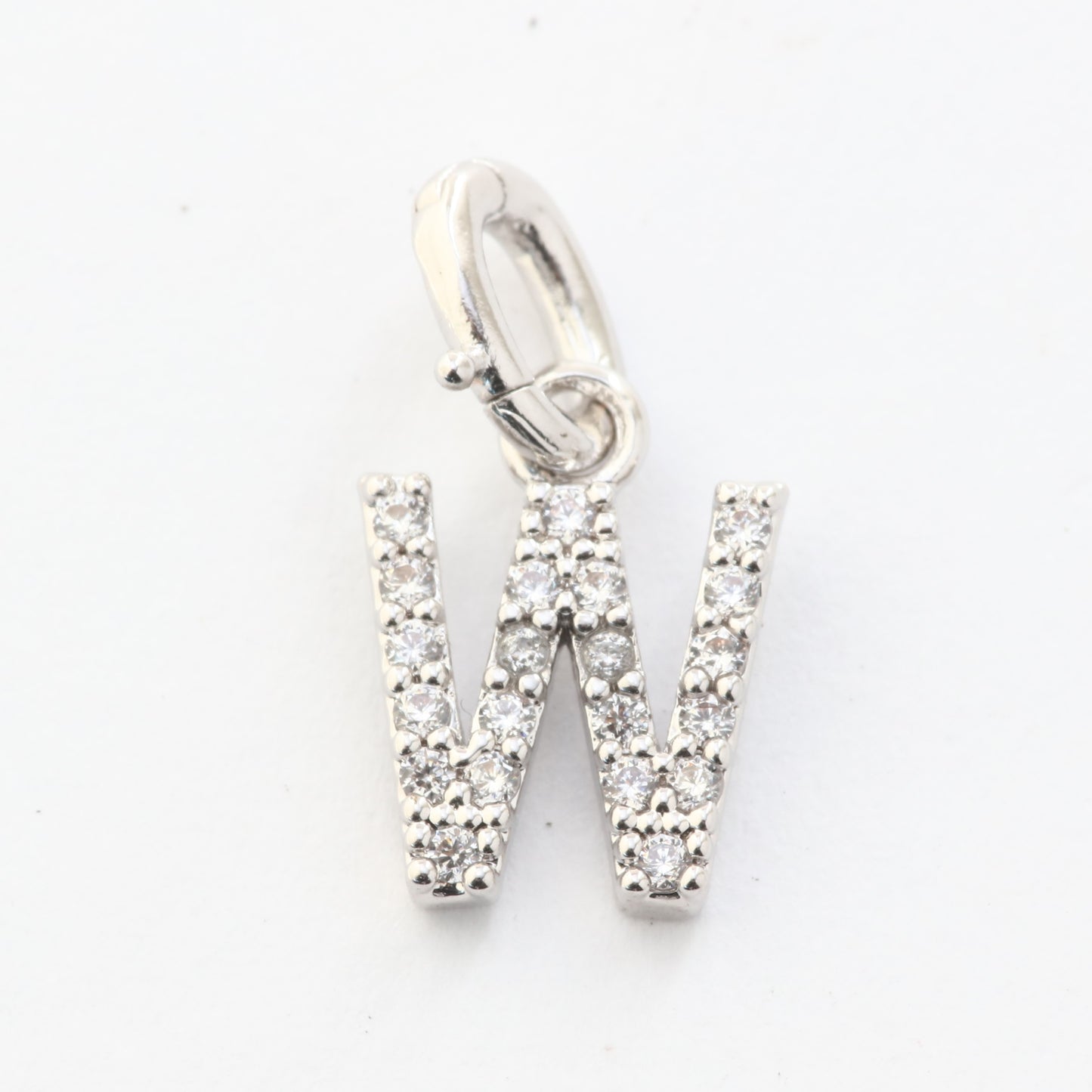 CZ Alphabet “W” Charm