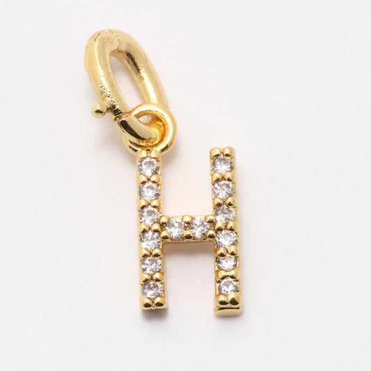 CZ Alphabet “H” Charm